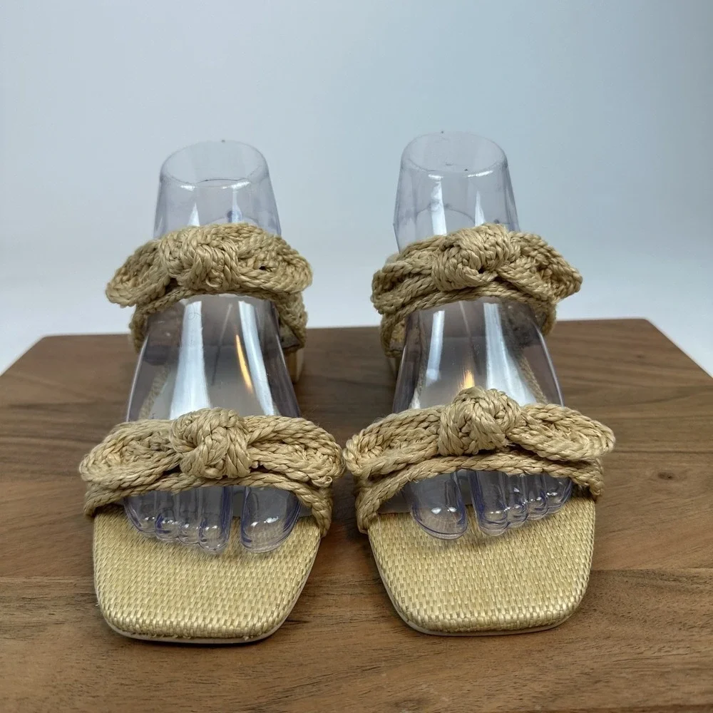 Womens Dolce Vita Zemmie Espadrille Knot Raffia Heel Slide Sandals Size 10 M EUC - Picture 2 of 8